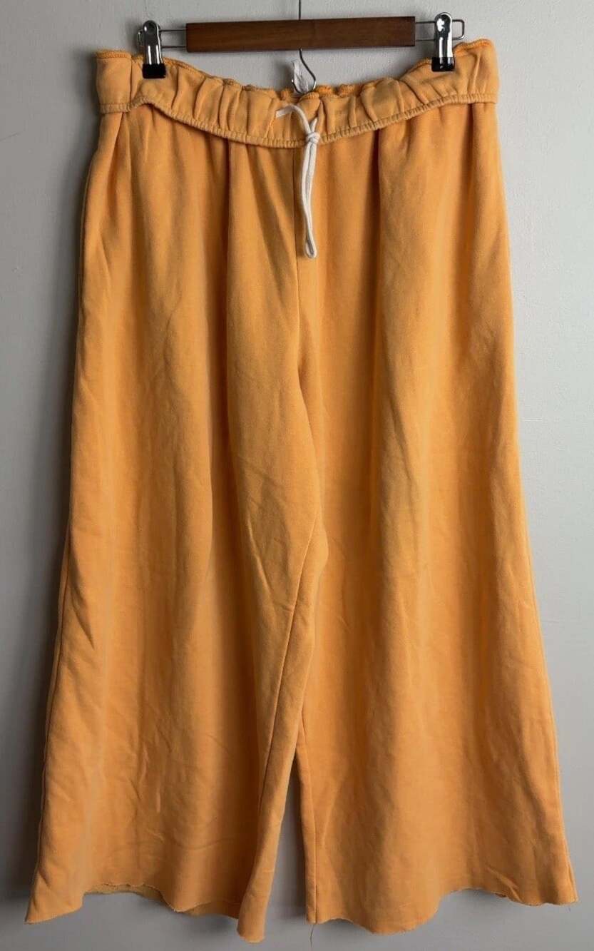 Out From Under Wide Leg Sweatpants Mustard Orange Drawstring Crop Women’s
